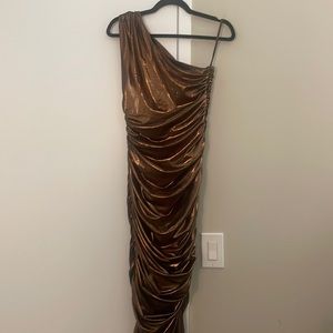 Fashion Nova one shoulder metallic dress